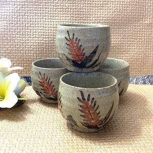 Vintage Japanese Stoneware Tea Or Sake Cups Set Of 4